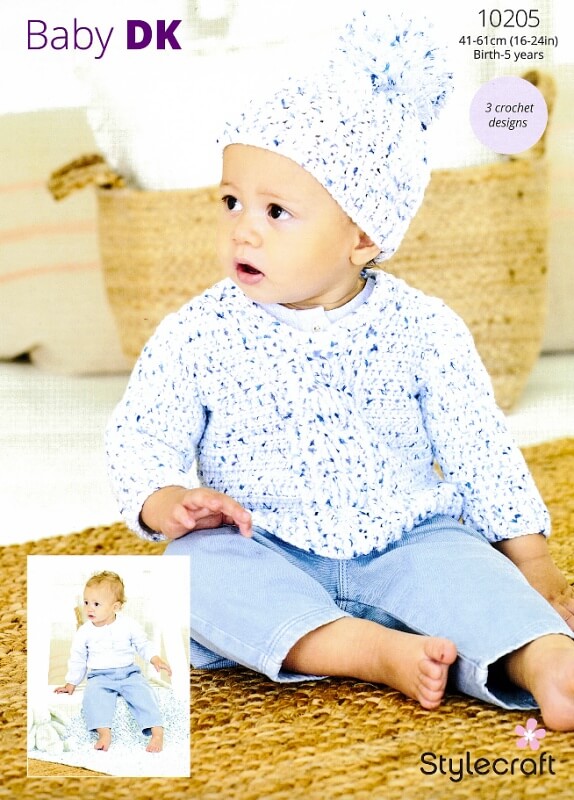 Image of Stylecraft Crochet Sweater, Hat and Blanket Pattern 10205