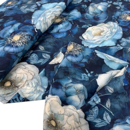 Midnight Poppies Viscose