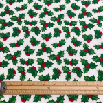 White Holly Christmas Polycotton