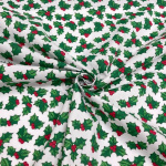 White Holly Christmas Polycotton