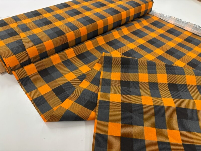 Image of Orange buffalo Check Quilting Cotton