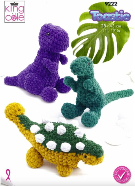 King Cole Crochet Dinosaurs Pattern 9222