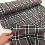 Grey Tartan Poly-Viscose