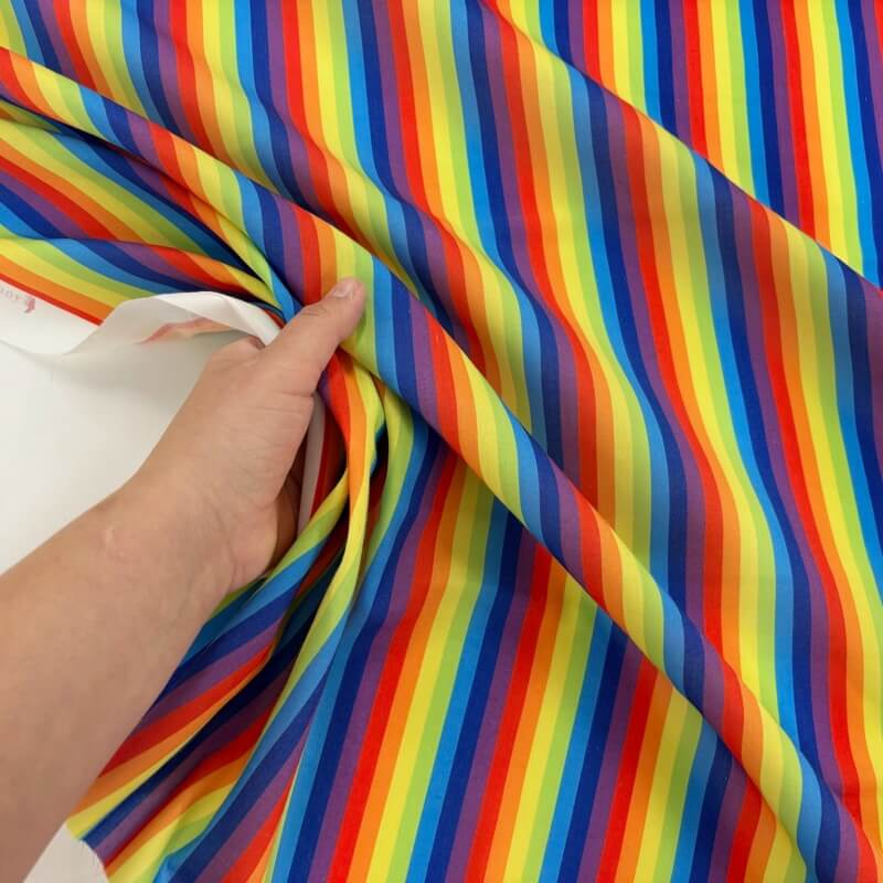 Image of 8mm Rainbow Stripe Polycotton