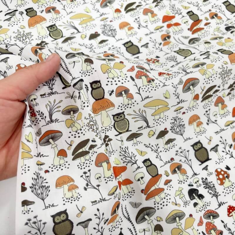 Image of Toadstools and Owls Polycotton