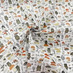 Toadstools and Owls Polycotton