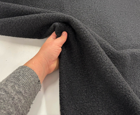 Black Boucle Polyester Woollen