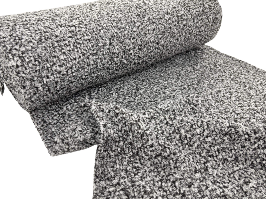 Image of Black Marl Boucle Polyester Woollen