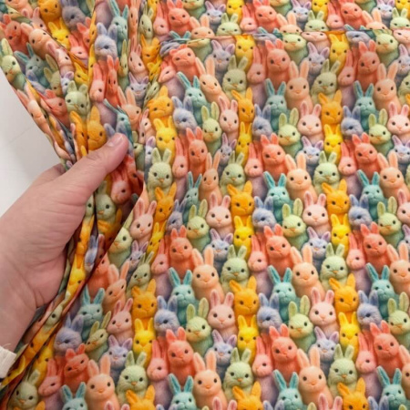 Colourful Fluffy Rabbits Polycotton