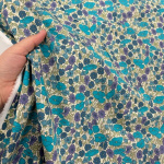 Turquoise and Purple Poppy and Daisy Cotton Lawn