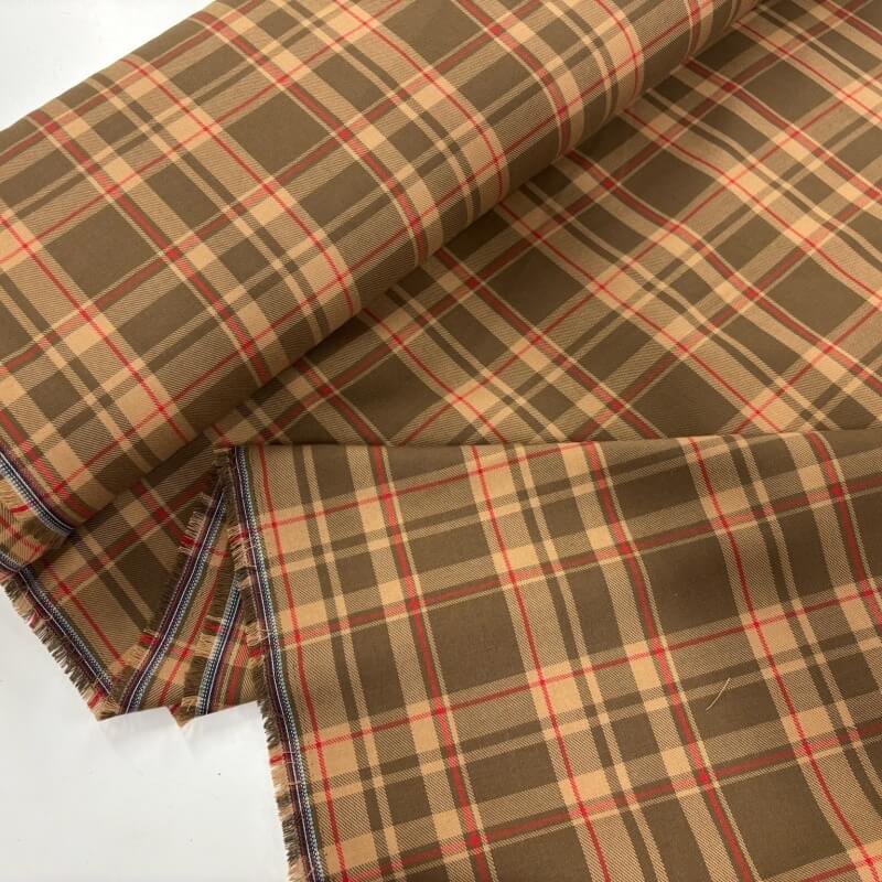 Image of Brown Tartan Poly-Viscose