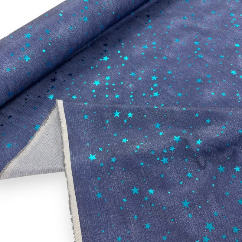 Image of Turquoise Foil Stars Denim