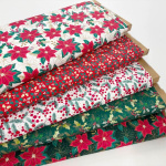 Holly and Poinsettia Quilting Cottons