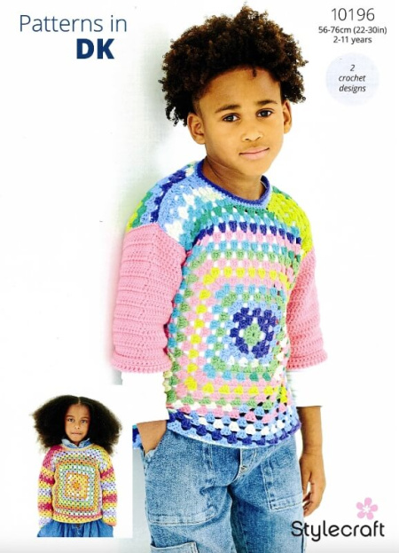 Stylecraft Crochet Granny Square Sweaters Pattern 10196
