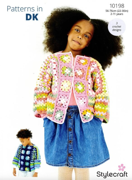 Stylecraft Crochet Hexagon Cardigan, Sweater and Scarf Pattern 10198