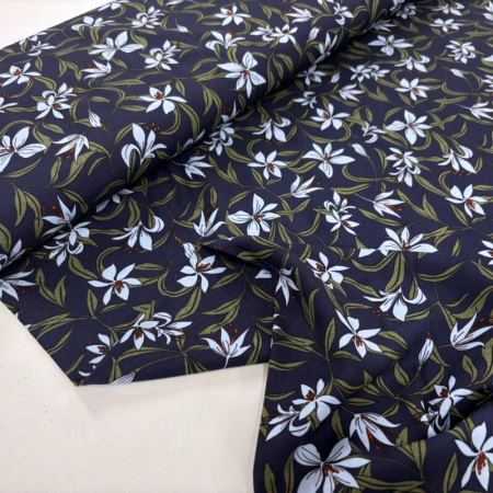 Blue Lilies Viscose Challis