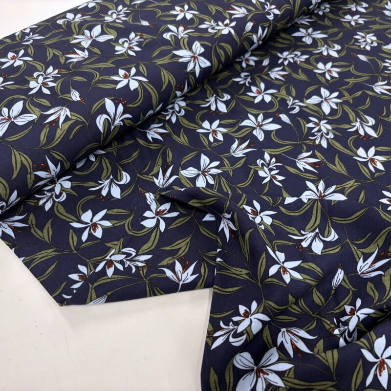 Image of Blue Lilies Viscose Challis