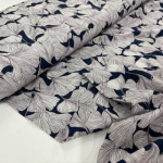 Midnight Gingko Leaves Viscose Challis