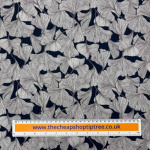 Midnight Gingko Leaves Viscose Challis