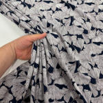 Midnight Gingko Leaves Viscose Challis