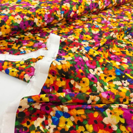Bright Packed Flowers Viscose Twill