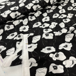 Monochrome Poppies Viscose Twill