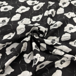 Monochrome Poppies Viscose Twill