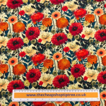 Chrysanthemums and Dahlias Viscose Twill