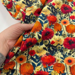Chrysanthemums and Dahlias Viscose Twill