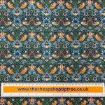 Navy Strawberry Thief Polycotton