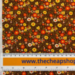 Retro Orange Flowers Baby Cord
