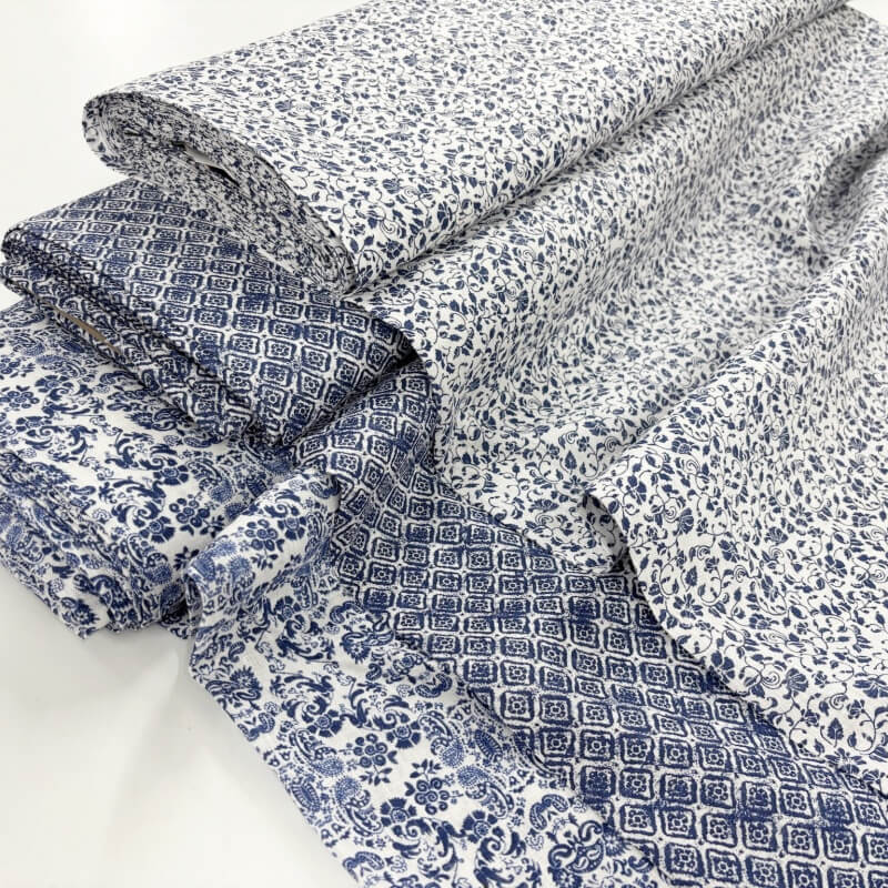 Image of Blue Patterned Linen