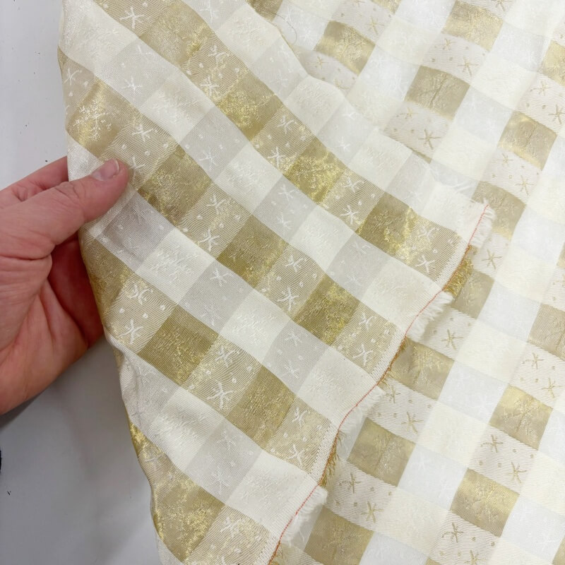 Image of Christmas Gold Check Metallic Organza
