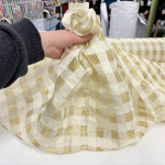 Christmas Gold Check Metallic Organza