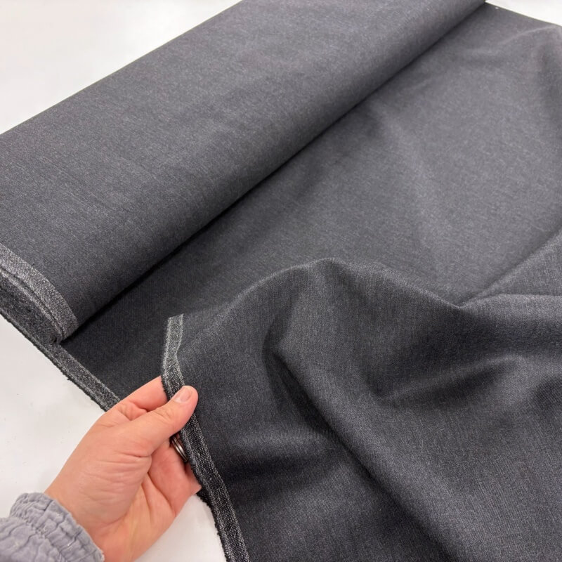 Image of Dark Grey Poly Wool Suiting