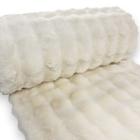 Cream Plush Quilted Effect Faux Fur