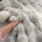 Grey Plush Quilted Effect Faux Fur