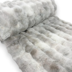 Grey Plush Quilted Effect Faux Fur