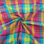 Cerise and Turquoise Madras Check Cotton
