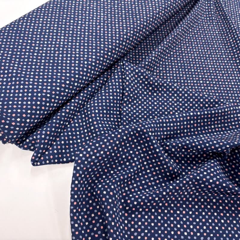 Image of John Kaldor Navy Dot Polyester Peachskin