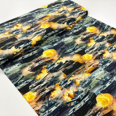 Tanks and Explosions Quilting Cotton