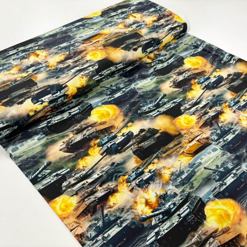 Image of Tanks and Explosions Quilting Cotton