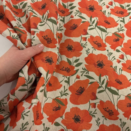 Red Poppies Linen Look