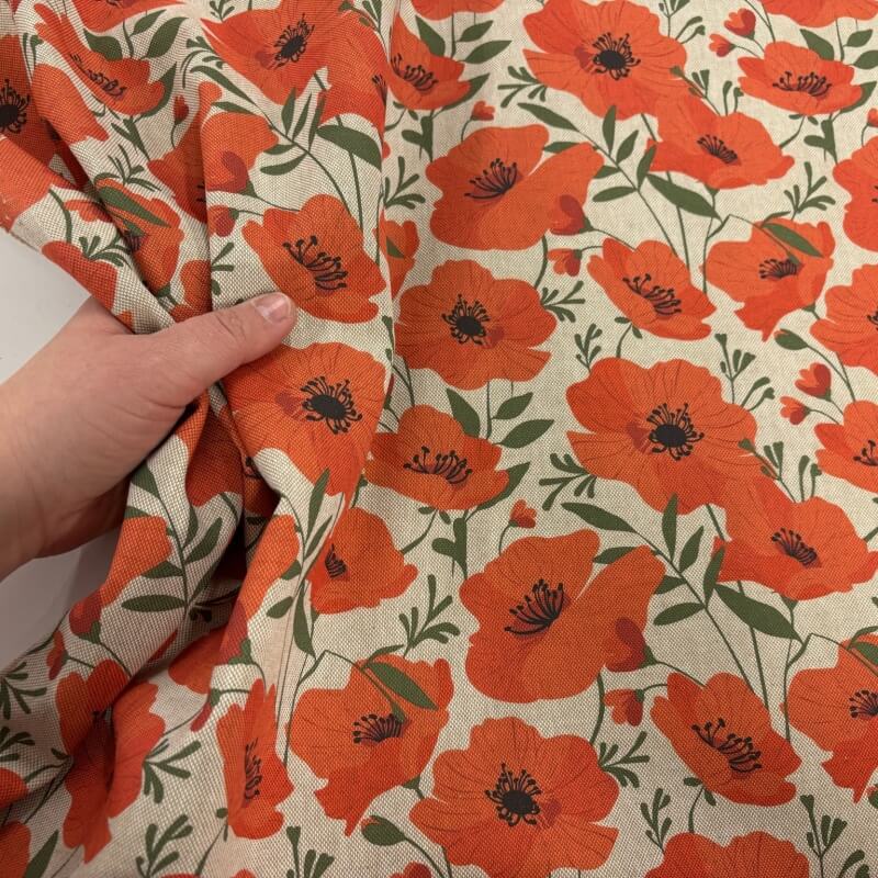 Image of Red Poppies Linen Look