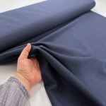 Navy Herringbone Weave Poly Wool Suiting