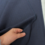 Navy Herringbone Weave Poly Wool Suiting