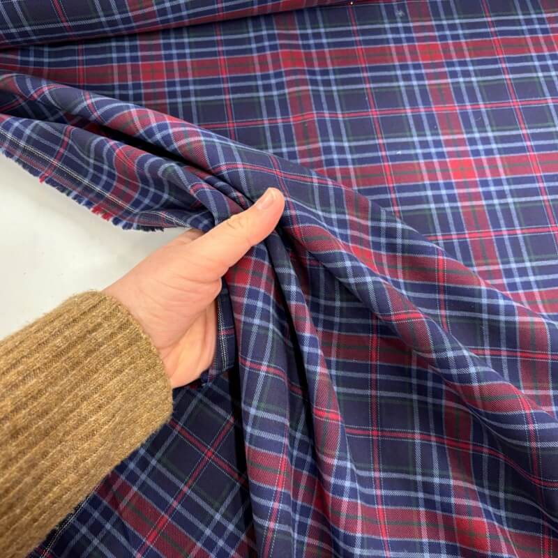 Image of Navy and Wine Cotton Flannel Check