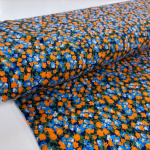 Ditsy Garden Orange and Blue Cotton Jersey