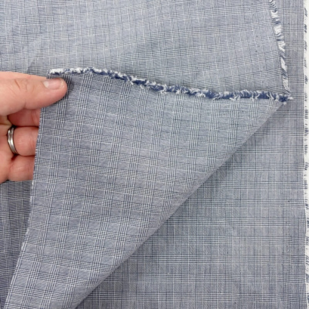 Small Indigo Glen Check Cotton Suiting