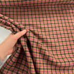 Pink and Caramel Check Wool Tweed